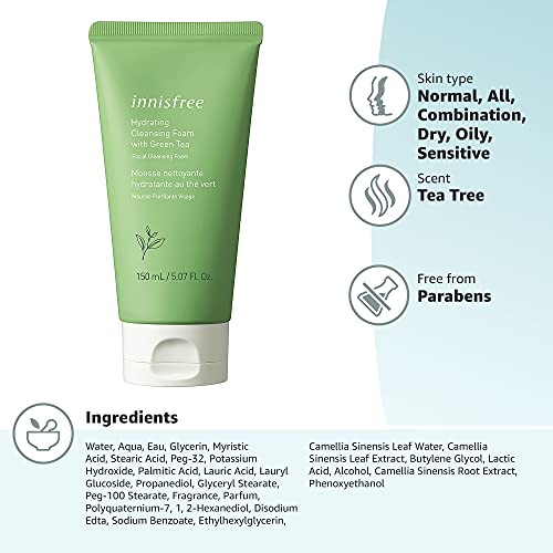 innisfree Green Tea Hydrating Cleansing Foam Creamy Face Cleanser