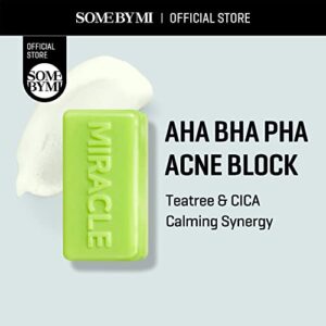 SOME BY MI AHA BHA PHA 30 Days Miracle Cleansing Bar - 3.73Oz, 106g - Mild Exfoliating Body Cleansing Soap - Moisturizing Effect, Pore and Sebum Care for Sensitive Skin - Body Skin Care