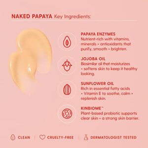 Kinship Naked Papaya Enzyme Gentle Milk Cleanser - Jojoba Oil + Sunflower Oil with Vitamin E to Soothe & Replenish Skin - Facial Cleanser & Makeup Remover with Kinbiome Probiotic (5.25 oz)