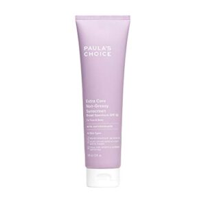paula’s choice extra care non greasy, oil free face & body sunscreen spf 50, uva & uvb protection, water & sweat resistant, 5 ounce