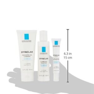 La Roche-Posay Effaclar Dermatological 3 Step Acne Treatment System, Salicylic Acid Acne Cleanser, Pore Refining Toner, and Benzoyl Peroxide Acne Spot Treatment for Sensitive Skin, 2-Month Supply