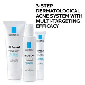 La Roche-Posay Effaclar Dermatological 3 Step Acne Treatment System, Salicylic Acid Acne Cleanser, Pore Refining Toner, and Benzoyl Peroxide Acne Spot Treatment for Sensitive Skin, 2-Month Supply