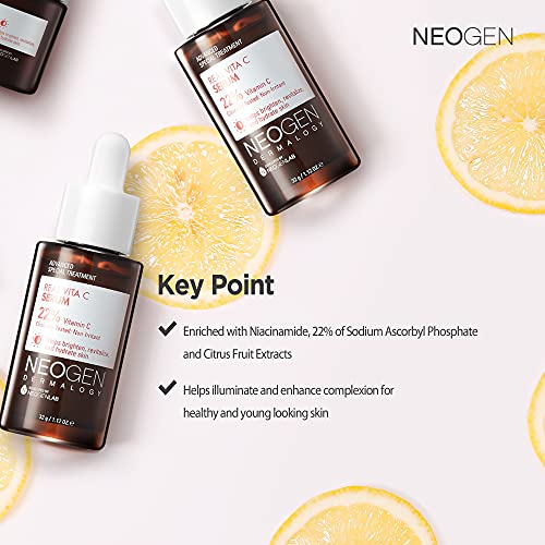 DERMALOGY by NEOGENLAB Vitamin C Serum 22% with Pure Ascorbic Acid,vitamin complex (Vitamin E, Vitamin B5) and Niacinamide -1.12 fl oz (1.12 Fl Oz (Pack of 1))