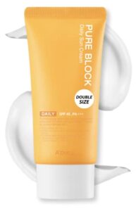 a’pieu pure block daily sunscreen cream spf45/pa+++ large size 3.38 fl oz (100ml) | non-greasy no white cast reef safe korean sunscreen for face