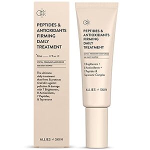 allies of skin peptides & antioxidants firming daily treatment. moisturizer face cream. hyaluronic acid, vitamin c, niacinamide, ceramides. protects & repairs 1.7 oz / 50 ml