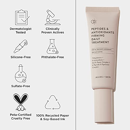 Allies of Skin Peptides & Antioxidants Firming Daily Treatment. Moisturizer Face Cream. Hyaluronic Acid, Vitamin C, Niacinamide, Ceramides. Protects & Repairs 1.7 oz / 50 ml