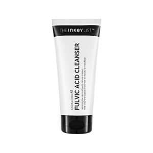 the inkey list fulvic acid brightening cleanser, gel face cleanser gently exfoliates and removes makeup, improves uneven skin tone, 5.07 fl oz