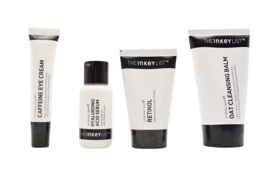 The INKEY List Winter Skin 101:: Oat Cleansing Balm, Hyaluronic Acid Serum, Caffeine Eye Cream, Retinol Serum