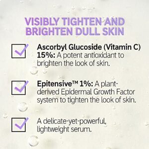 The INKEY List 15% Vitamin C + EGF Serum, Illuminate and Regenerate Dull Skin, Improve Skin Elasticity, 1.0 fl oz