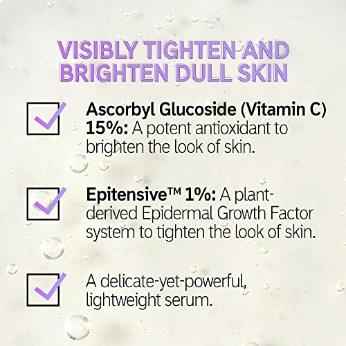 The INKEY List 15% Vitamin C + EGF Serum, Illuminate and Regenerate Dull Skin, Improve Skin Elasticity, 1.0 fl oz