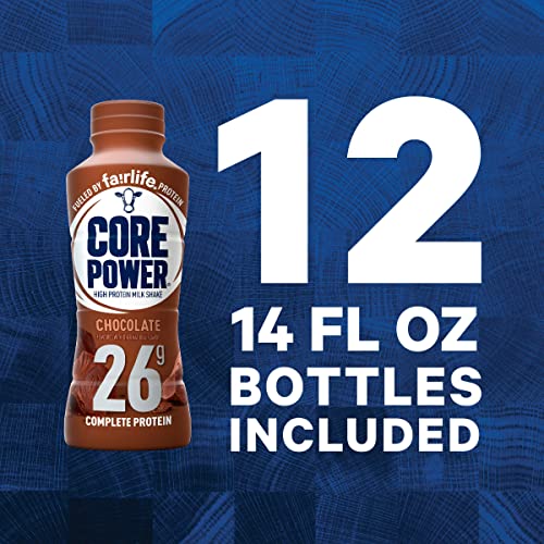 Fairlife Core Power 26g Protein Milk Shakes, Ready To Drink for Workout Recovery, Chocolate, 14 Fl Oz (Pack of 12)