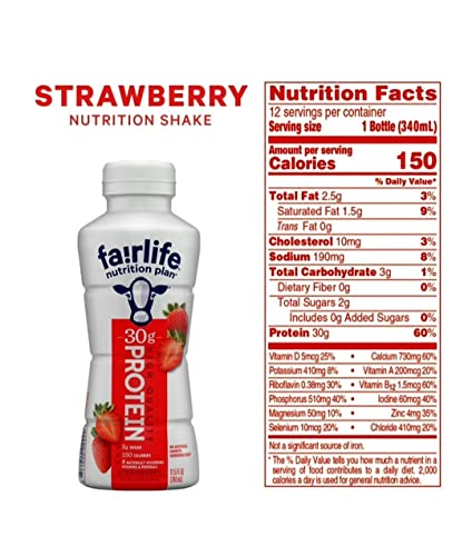 High Protein Shake Drinks Fairlife Nutrition Plan 30g Variety Pack Trial Sampler 6 Pack 2 of each Chocolate Vanilla Strawberry Each Bottle is 11.5 Ounces in The Award Box Packaging