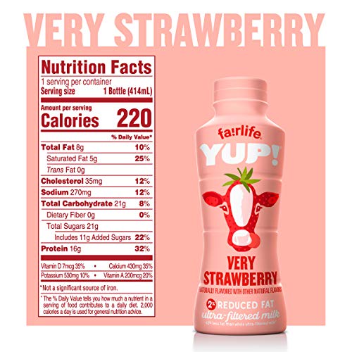 fairlife YUP! Low Fat, Ultra-Filtered Milk, Very Strawberry Flavor, All Natural Flavors (Packaging May Vary), 14 Fl Oz (Pac-k of 12)