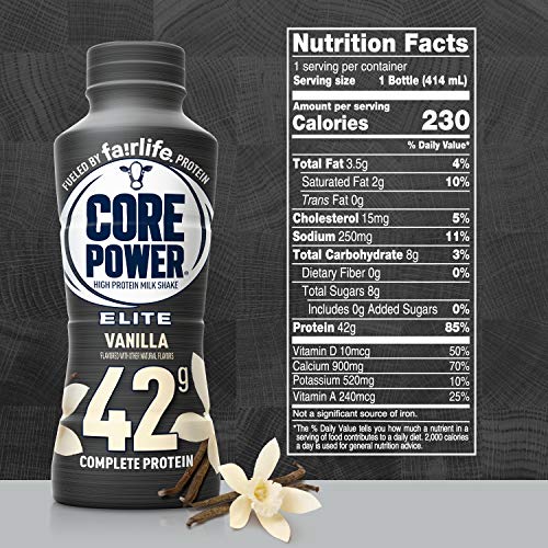 Fairlife Core Power Elite 42g High Protein Milk Shake, Ready To Drink for Workout Recovery , Vanilla, 14 Fl Oz (Pack of 1)