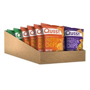 Quest Tortilla Style Protein Chips Variety Pack, Chili Lime, Nacho Cheese, Loaded Taco, 12 Count