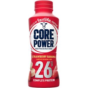 fairlife core power 26g protein milk shakes, ready to drink for workout recovery, strawberry banana, 14 fl oz