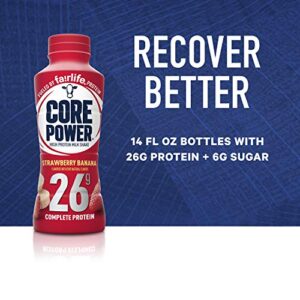 Fairlife Core Power 26g Protein Milk Shakes, Ready To Drink for Workout Recovery, Strawberry Banana, 14 Fl Oz