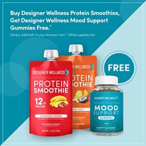 Designer Wellness Protein Smoothie, Real Fruit, 12g Protein, Low Carb, Zero Added Sugar, Gluten-Free, Non-GMO, No Artificial Colors or Flavors, Variety Pack, 12 Count