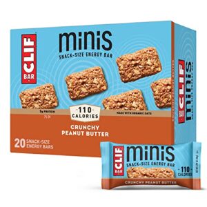 clif bars – mini energy bars – crunchy peanut butter -made with organic oats – plant based food – vegetarian – kosher (0.99 ounce snack bars, 20 count)