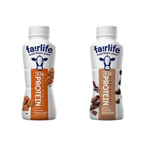 fairlife nutrition plan chocolate and caramel shake grab and go combo pack 30g protein low sugar supplement meal replacement ready to drink – 11.4 oz (2 count)