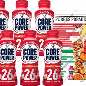 Fairlife Core Power High Protein Milk Shake, Natural Flavor Ready to Drink Protein Shake, The best Strawberry Protein Shakes, 14 fl oz , 26gm (Strawberry Banana flavor, Pack of 6 Bottles) protein, beverages, strawberries, FORBES PREMIER CARD INCLUDED!