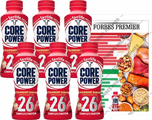 Fairlife Core Power High Protein Milk Shake, Natural Flavor Ready to Drink Protein Shake, The best Strawberry Protein Shakes, 14 fl oz , 26gm (Strawberry Banana flavor, Pack of 6 Bottles) protein, beverages, strawberries, FORBES PREMIER CARD INCLUDED!