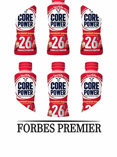 Fairlife Core Power High Protein Milk Shake, Natural Flavor Ready to Drink Protein Shake, The best Strawberry Protein Shakes, 14 fl oz , 26gm (Strawberry Banana flavor, Pack of 6 Bottles) protein, beverages, strawberries, FORBES PREMIER CARD INCLUDED!