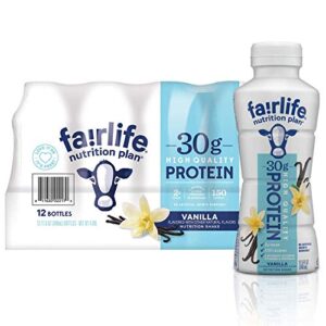 fairlife fair life nutrition plan high protein vanilla shake, 12 pack of 11.5 fl ounce bottles, vanilla, 11.5 fl ounce – 4 pack