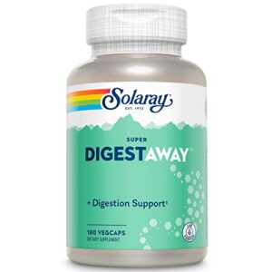 solaray super digestaway digestive enzyme blend | healthy digestion & absorption of proteins, fats & carbohydrates | lab verified | 180 vegcaps