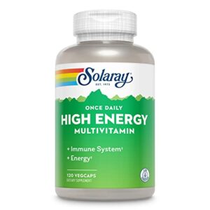 solaray once daily high energy multivitamin, immune system and energy support, whole food and herb base ingredients, men’s and women’s multi vitamin, 120 servings, 120 vegcaps