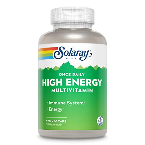 SOLARAY Once Daily High Energy Multivitamin, Immune System and Energy Support, Whole Food and Herb Base Ingredients, Men’s and Women’s Multi Vitamin, 120 Servings, 120 VegCaps