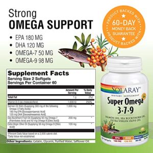 SOLARAY Super Omega 3 7 9 | Supports Healthy Skin, Cardiovascular Function, More | EPA, DHA, Essential Fatty Acids from Fish Oil | Mini Softgel, 120ct