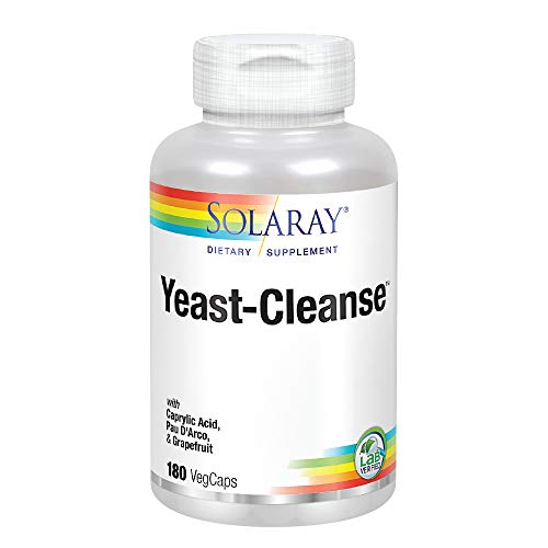 SOLARAY Yeast-Cleanse | with Caprylic Acid, PAU Darco, Grapefruit Seed Extract & Tea Tree Oil | Healthy Cleansing Support | 30 Servings | 180 VegCaps