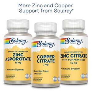 Solaray Zinc Copper Amino Acid Chelates, Healthy Cellular, Heart & Thyroid Function Support, Vegan, 100ct, 100 serv.