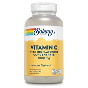 solaray vitamin c with bioflavonoid concentrate 1000mg, healthy immune function, skin, hair & nails support, 250 vegcaps