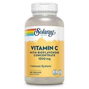 SOLARAY Vitamin C with Bioflavonoid Concentrate 1000mg, Healthy Immune Function, Skin, Hair & Nails Support, 250 VegCaps