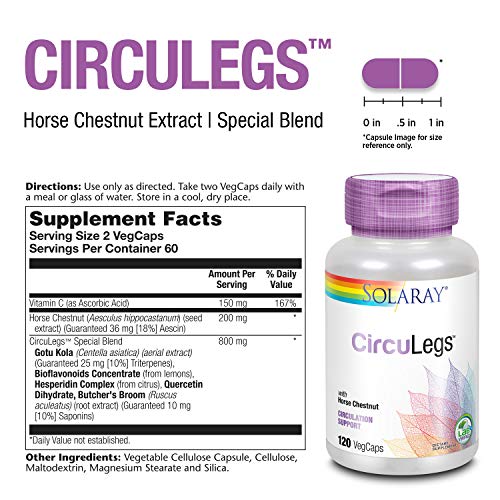 SOLARAY CircuLegs w/ Horse Chestnut Extract, Gotu Kola & More | Healthy Leg Circulation Support (60 Serv, 120 VegCaps)