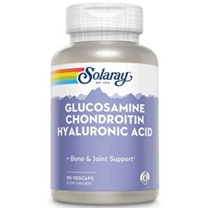 solaray glucosamine chondroitin hyaluronic acid | healthy joint comfort & mobility with vitamin c | 30 serv, 90 vegcaps