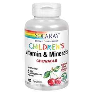 solaray childrens vitamins & minerals | complete multivitamin for kids | great black cherry flavor (120 chews, 60 serv)