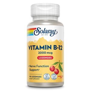 solaray vitamin b-12 2000 mcg, sugar-free natural cherry flavor, healthy energy & red blood cell support, 90 lozenges
