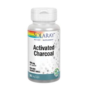 solaray activated charcoal 280mg | coconut source | healthy inner cleansing & digestive tract support | non-gmo, vegan & lab verified | 90 capsules