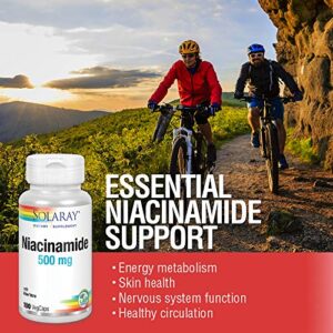 SOLARAY Niacinamide 500 mg | Vitamin B-3 | Energy Metabolism, Circulation, Nerve & Skin Health Support, 100 CT