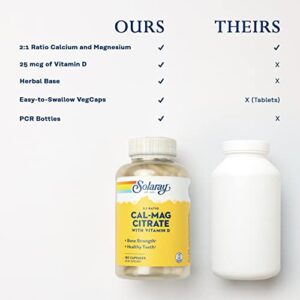 Solaray Calcium Magnesium Citrate 2:1 w/ Vitamin D-3, 30 Serv, 180 Caps