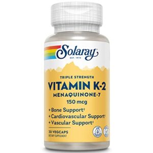 solaray triple strength vitamin k-2 as mk-7, 150 mcg | heart & bone health, vascular function support | 30ct