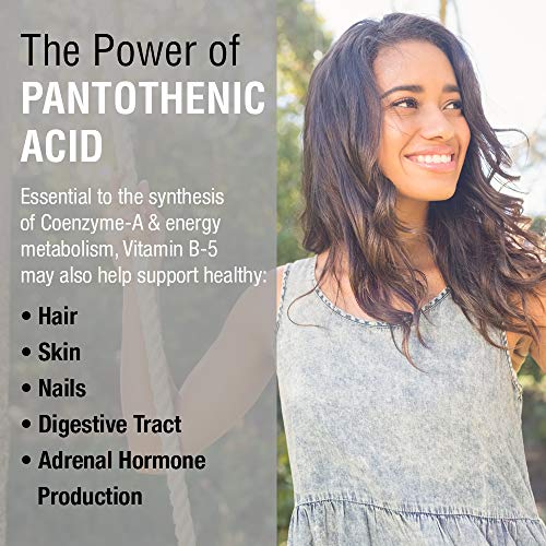 SOLARAY Pantothenic Acid 500mg | Vitamin B-5 for Coenzyme-A Production & Energy Metabolism | for Hair, Skin, Nails & Digestive Support | 250 VegCaps