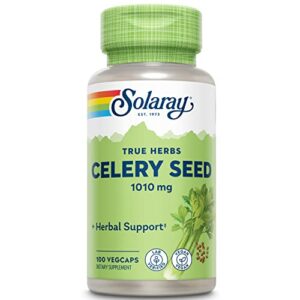 solaray celery seed 1010 mg, traditional liver, water balance, and joint support, whole celery seeds with phytochemicals and flavonoids, vegan, lab verified, 60-day money-back guarantee, 50 servings, 100 vegcaps