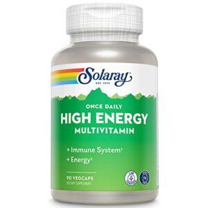 solaray once daily high energy multivitamin, iron free, immune system and energy support, whole food and herb base ingredients, men’s and women’s multi vitamin (90 servings, 90 vegcaps)