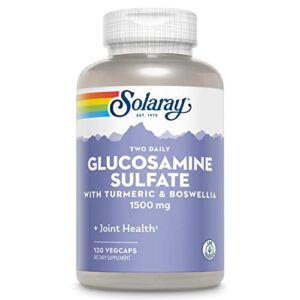 solaray glucosamine sulfate 1500 mg, 2 daily | healthy joint support with turmeric & boswellia (60 serv, 120 ct)