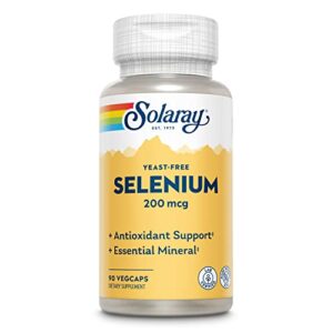 solaray yeast free selenium 200mcg, healthy immune system & thyroid function support, high absorption, vegan, 90 vegcaps