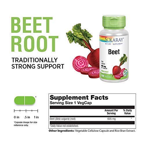 SOLARAY Beet Root 605mg | May Support Cardiovascular Health & Athletic Performance, Kidney, Liver & Blood Health | Non-GMO | Vegan | 100 VegCaps